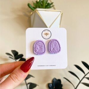 Busy•Bee Handmade Clay Earrings in Purple